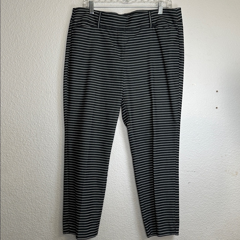 Ann Taylor Loft Marisa Riviera Pant Gray Stripe Trousers Womens 12 Work Business